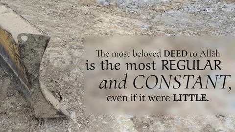 A devotional quote emphasizes consistency over magnitude in good deeds to A.. Stock Photos