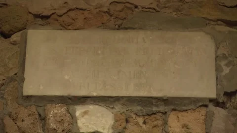 Devotional Stone Plaque, Roman Amphitheater, Carthage, Tunisia Stock Footage 325405007