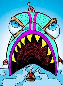 Devour fisherman Stock Illustration