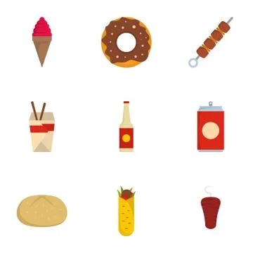 Devour icons set, flat style Illustrazione stock