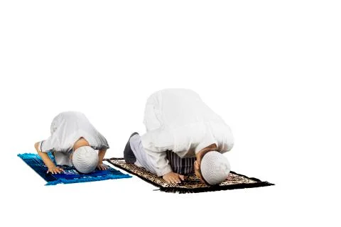 Devout family is prostration on studio Stock Photos