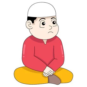 Devout Islamic boy wearing traditional clothes Illustrazione stock