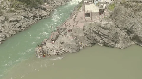 Devprayag, India, 4k aerial drone view ungraded/flat raw footage Stock Footage 107671114