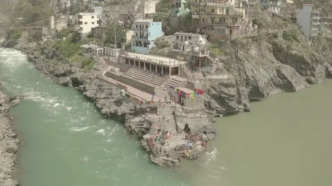 Devprayag, India, 4k aerial drone view ungraded/flat raw footage Stock Footage 107671754