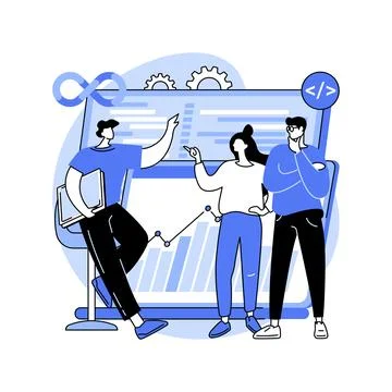 DevSecOps workflow isolated cartoon vector illustrations. Stock Illustration