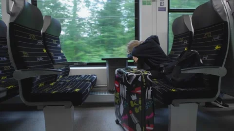 девушка спит в поезде Stock Footage 247138105