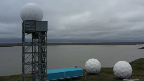 DEW (Distant Early Warning) Station Tuktoyatuk 4k Drone Video stock 237841447