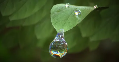 Dew drains from a leaf view close 스톡 일러스트