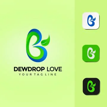 Dew Drop Love Logo Design Vector Premium Template Stock Illustration