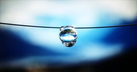 Dew drop on the wire closeup 3d-rendering Foto stock