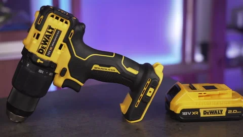 DeWalt battery powered drill, great power tool, 4K shot Stock Footage 298204364