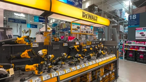 DeWalt Tool Display in Home improvement store - Wide Stock Footage 251967375
