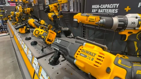 DeWalt Tool Display in Home improvement store Stock Footage 251982648