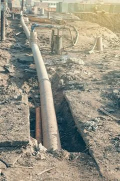 Dewatering system on construction site Stock Photos