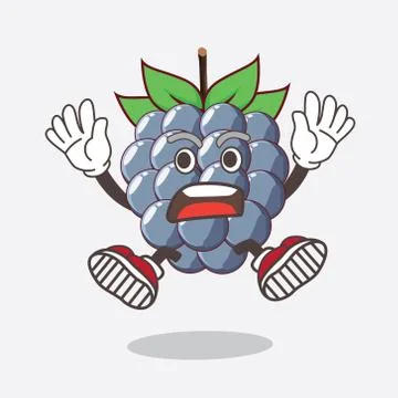 Dewberries Fruit cartoon mascot character with shocked gesture Stock Illustration
