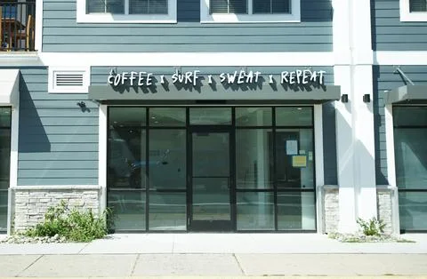 Dewey Beach, Delaware, U.S.A - Sept 8, 2026 - Coffee Surf Sweat Repeat mode.. Stock Photos