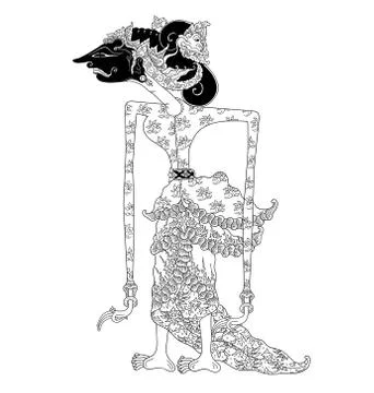 Dewi Sumitra Wayang Kulit Stock Illustration