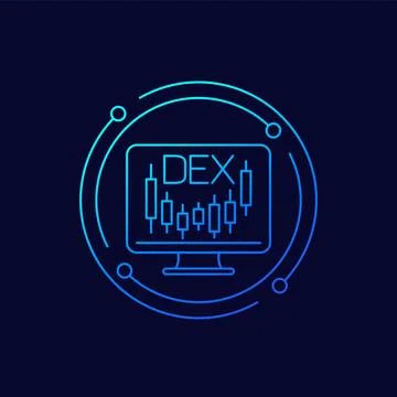 DEX, Decentralized exchange icon, linear design Illustrazione stock