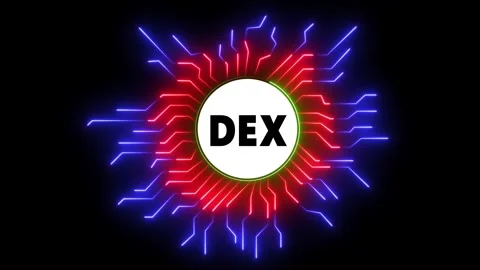 DEX Neon Sign Animation Glowing on Black Background Futuristic Digital Disp.. Stockbeeldmateriaal 330848383