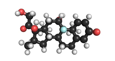 Dexamethasone glucocorticoid medication molecule 3D structure 4K seamless loop Stock Footage 153322963