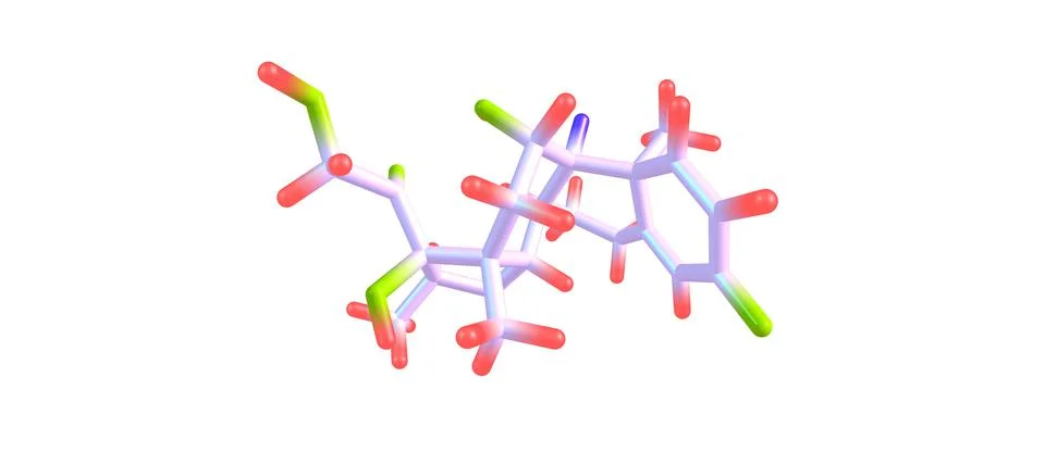 Dexamethasone molecular structure isolated on white Stock Illustration