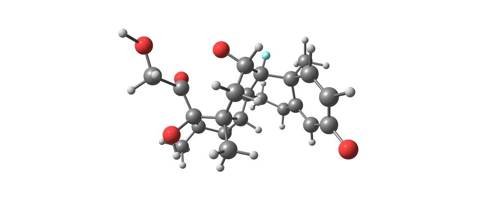 Dexamethasone molecular structure isolated on white Stock Illustration