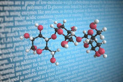 Dextrin scientific molecular model, 3D rendering Stock Illustration