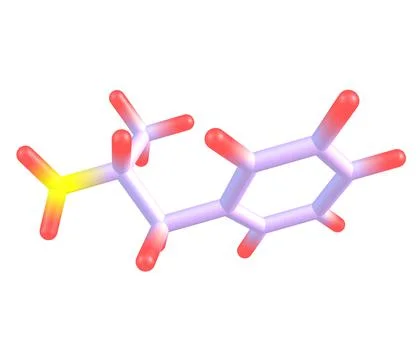 Dextroamphetamine (dexamphetamine) molecular structure on white Stock Illustration