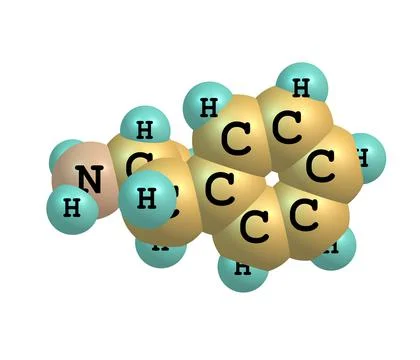 Dextroamphetamine (dexamphetamine) molecular structure on white Stock Illustration
