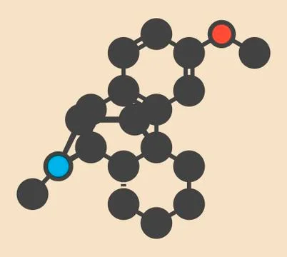 Dextromethorphan cough drug molecule Stock Illustration