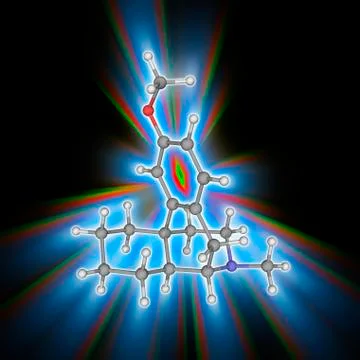 Dextromethorphan drug molecule Stock Illustration