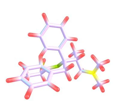 Dextropropoxyphene molecule isolated on white Stock Illustration