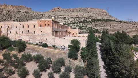 Deyrulzafaran Monastery Drone Pull-Out to Cross Gate Stock Footage 337122456