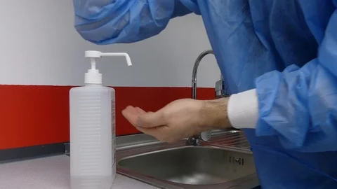 Dezynfection of hands Stock Footage 125763755