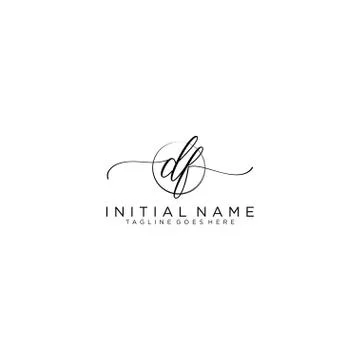 DF Initial handwriting logo with circle template vector Stock Illustration