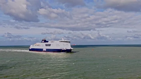 DFDS Ferry Passing Ship at Sea Stock-Footage 219224077