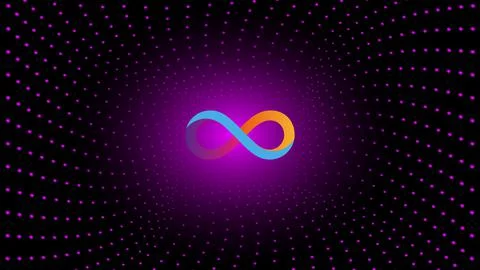 Dfinity Internet Computer ICP token symbol cryptocurrency in center of spiral Stock Illustration