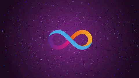 Dfinity Internet Computer ICP token symbol cryptocurrency theme on purple ... Stock Photos