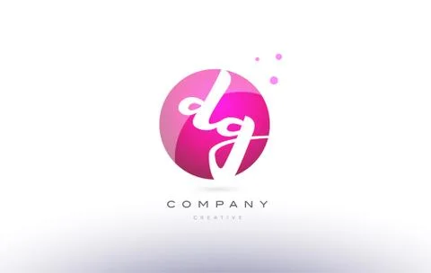 Dg d g  sphere pink 3d hand written alphabet letter logo Stock Illustration