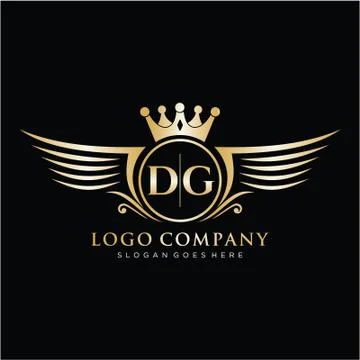 DG Letter Initial with Royal Wing Logo Template. Stock Illustration
