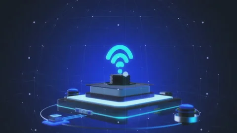Dgital Wifi Connect Technology Network in a 3D animation Stock Footage 239040023
