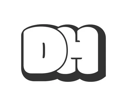 DH logo, bubble comic lettering, rounded in graffiti style black and white .. Stock Illustration