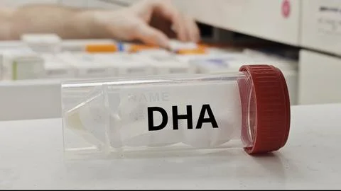 DHA capsules for support brain function and eye health an omega 3 fatty 库存照片