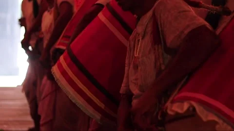 Dhak being played during durga puja. This membranophone musical instrument .. Stock Footage 249506467