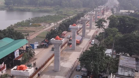 Dhaka Metro Rail Project Video stock 98030059