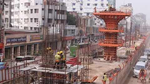 Dhaka Metro Rail Project Video stock 98030522