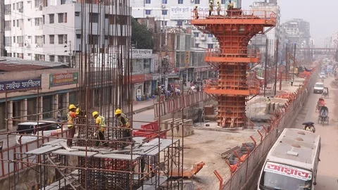 Dhaka Metro Rail Project Video stock 98030531