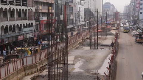 Dhaka Metro Rail Project Video stock 98030542
