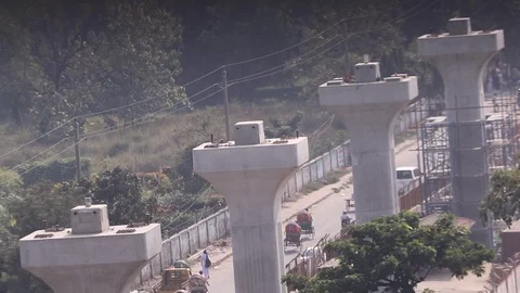 Dhaka Metro Rail Project Video stock 98528682