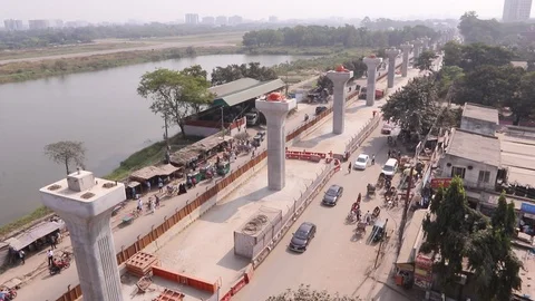 Dhaka Metro Rail Project Video stock 98529338